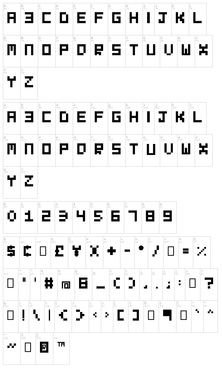 Evilborn font map